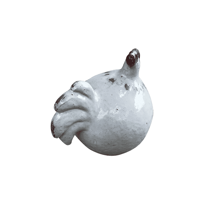 2909 Gốm Thú Gà Banh 30x25x27 Trắng
