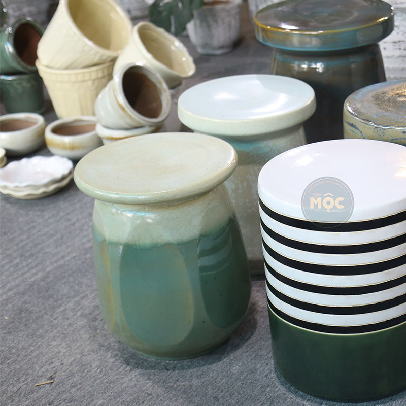 4105 Đôn Nón 35x35x45 Xanh Trổ Phối